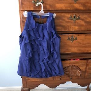 Blue tank with ruffles
